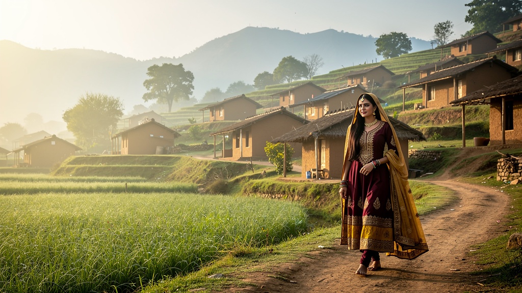 Scenic view of a tribal village in Dahod hills